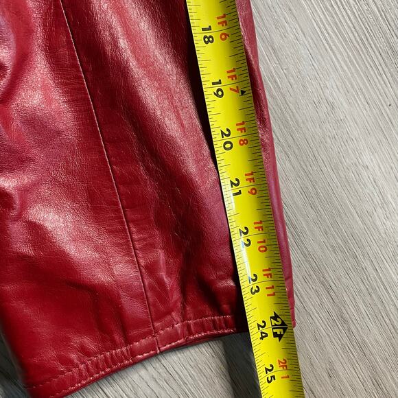 Vintage GIII G3 Red Double Breasted Long Genuine Leather Jacket Coat Size Medium - Picture 10 of 10